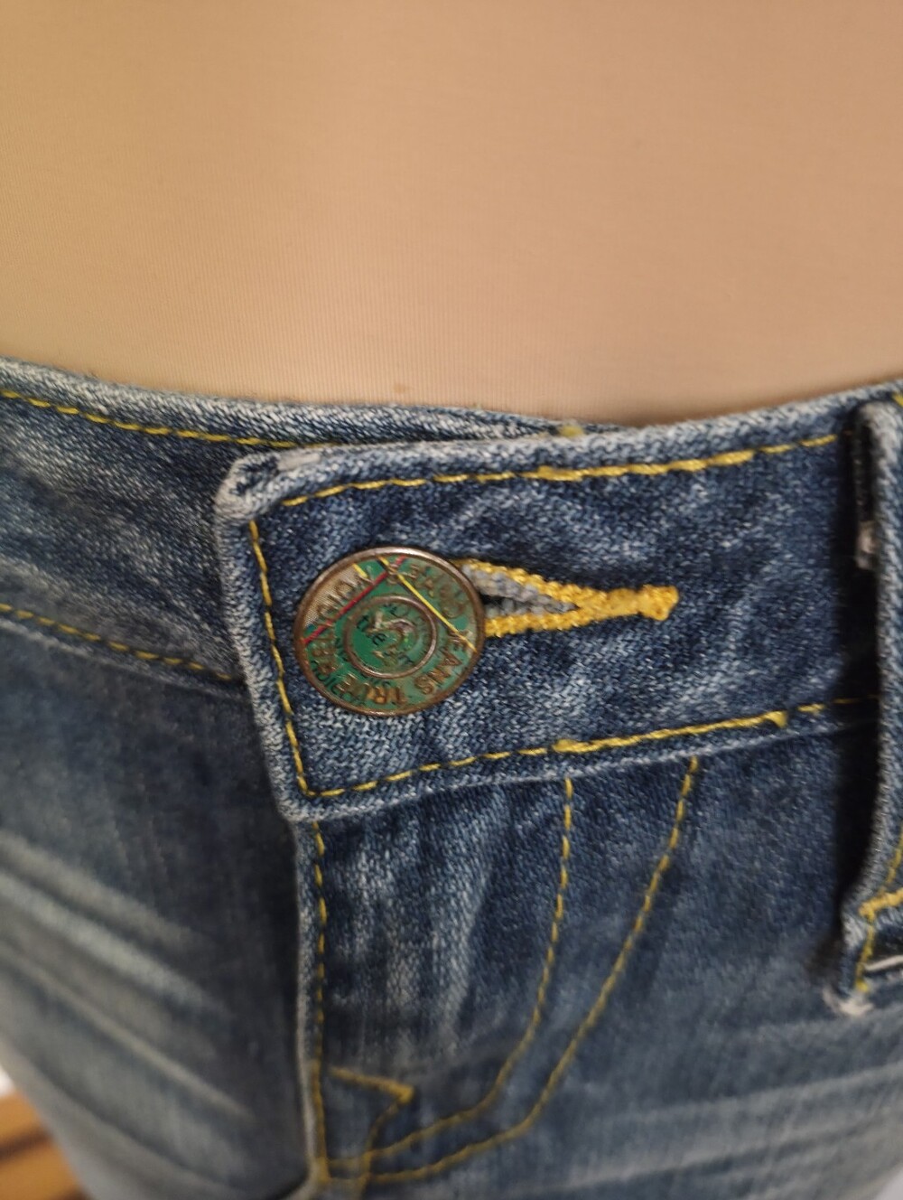 Vintage Y2K True Religion Patchwork Denim Maxi Mermaid Skirt Made USA Size 29 - Picture 7 of 10